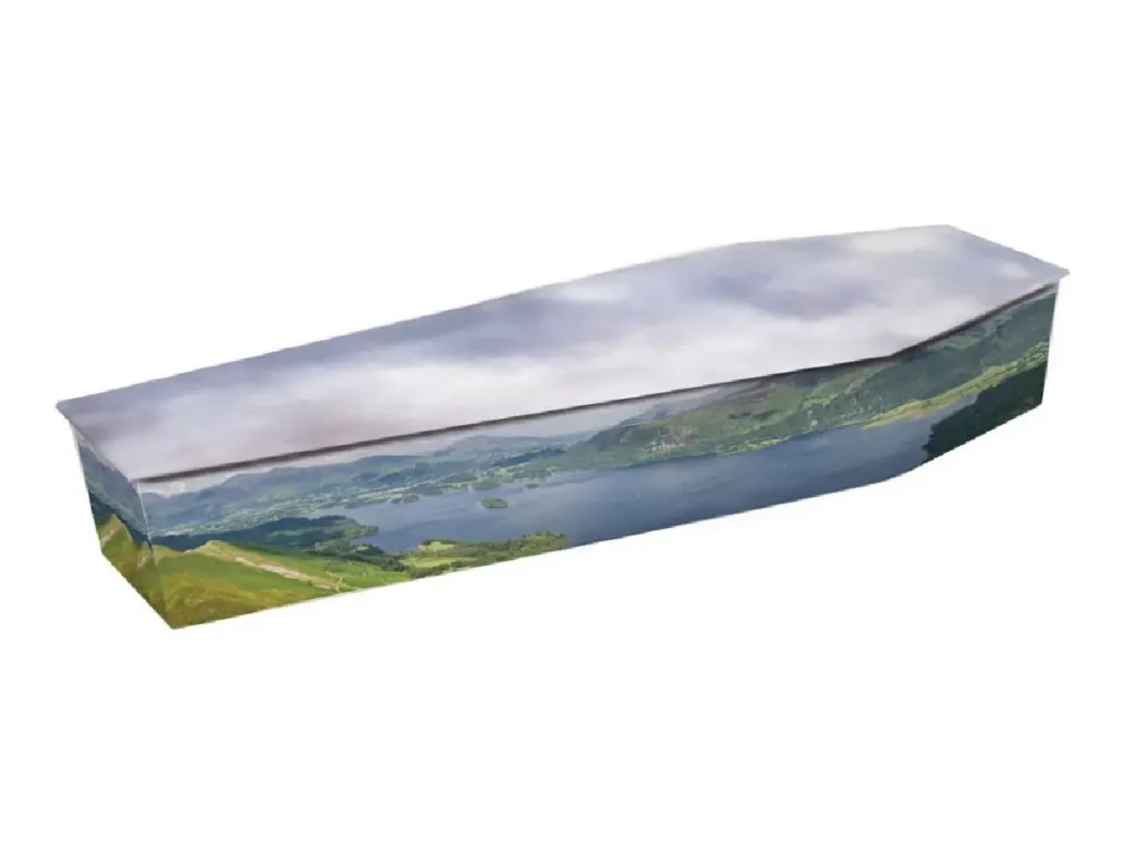 Reflections picture coffin featuring Derwent Water landscape design